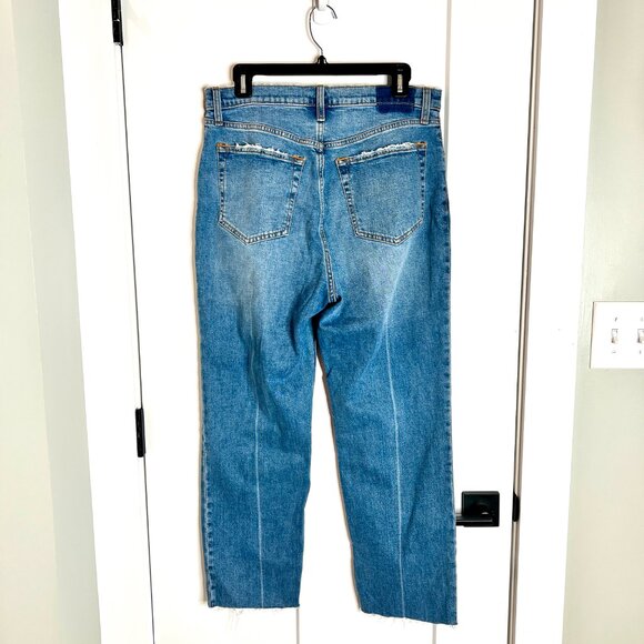 Abercrombie & Fitch The Ankle Straight Ultra High Rise Medium Wash Raw Hem 12L - Picture 3 of 4